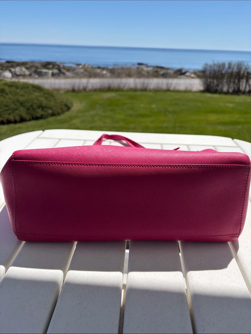 Tory Burch Magenta Leather Tote with Double Straps - Picture 12 of 16